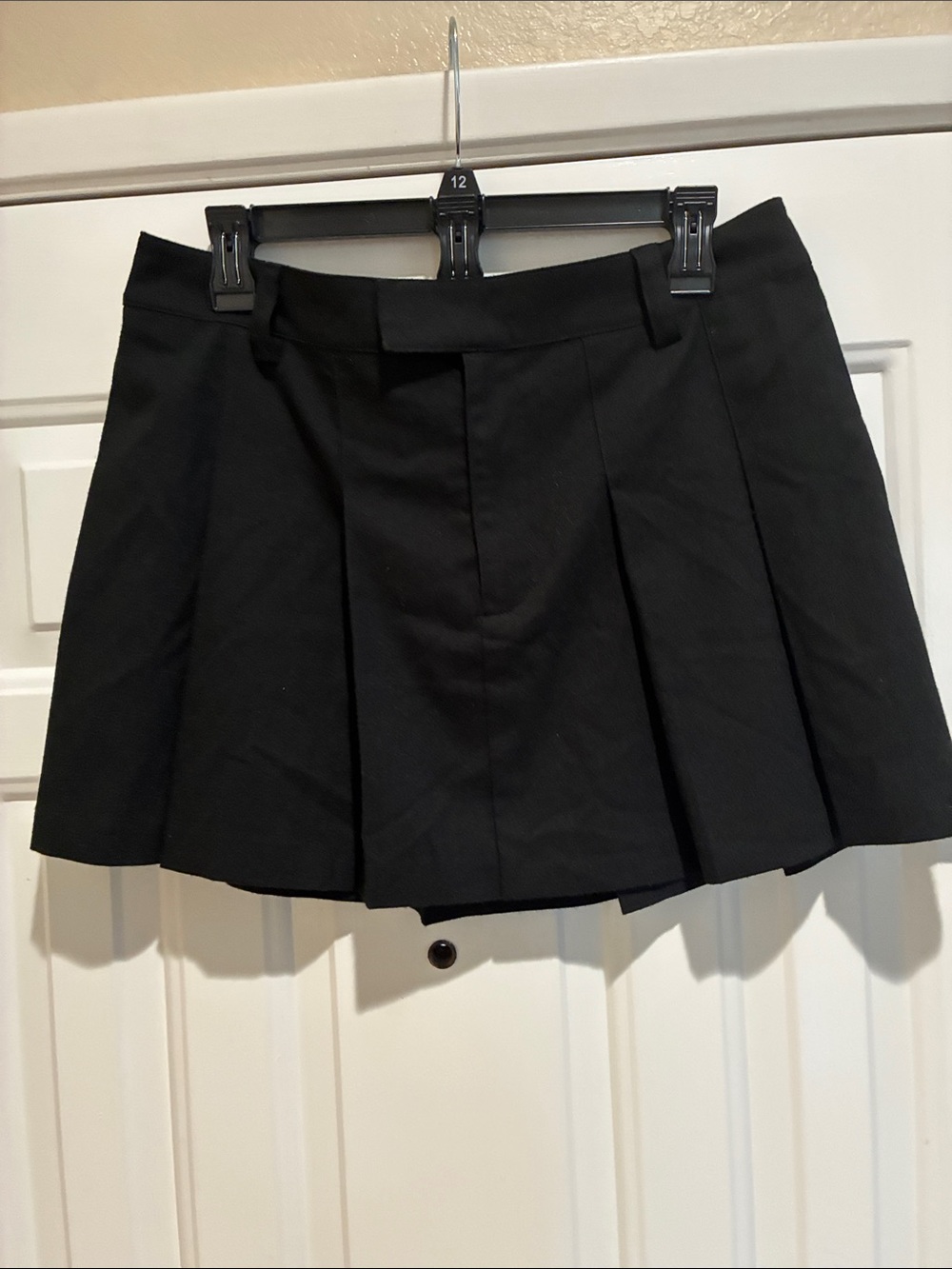 Open Edit Black Pleated Mini Skirt